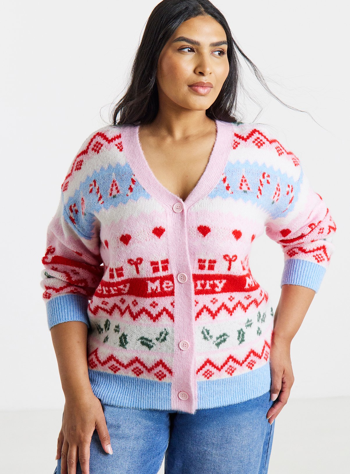 SIMPLY BE Christmas Fair Isle Cardigan 16-18 - Image 3 thumbnail